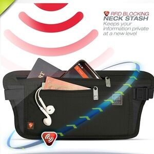 Black RFID Blocking Neck Stash